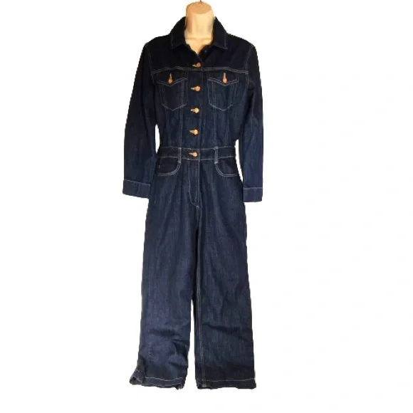 Zara Dark Blue Denim Jumpsuit - Picture 3 of 5
